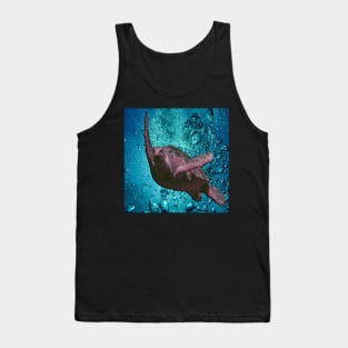 Sea Turtle Swimming in ocean with bubbles save the sea turtles, Art Graphic Design available on many products Tank Top